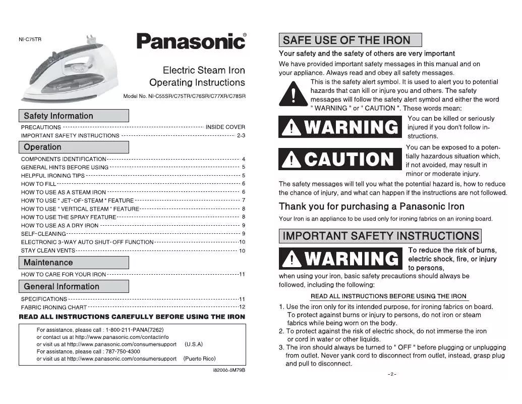 Mode d'emploi PANASONIC NIC78SR