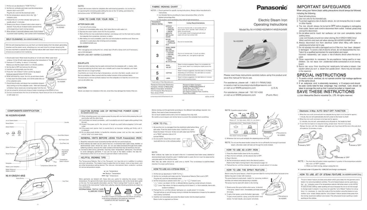 Mode d'emploi PANASONIC NIH10NS