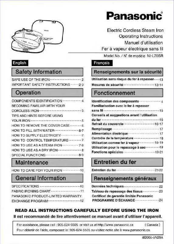 Mode d'emploi PANASONIC NIL70SR