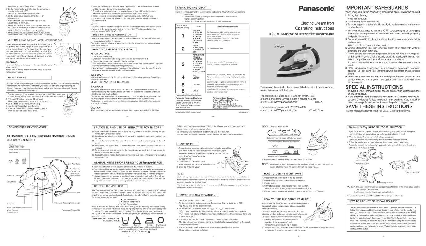 Mode d'emploi PANASONIC NIN52SR