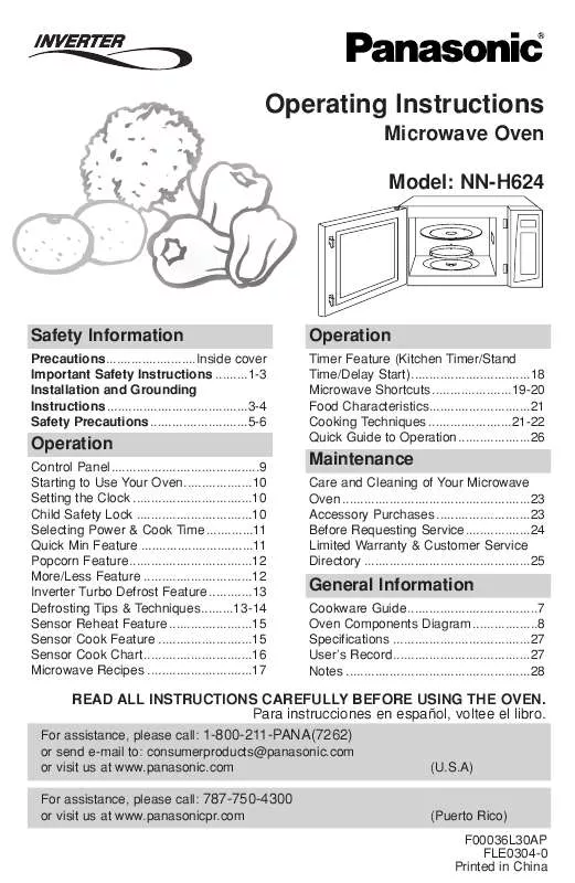 Mode d'emploi PANASONIC NN-H624