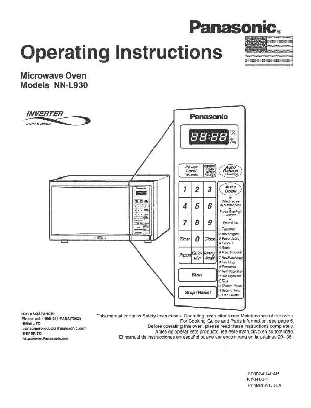 Mode d'emploi PANASONIC NN-L930BA