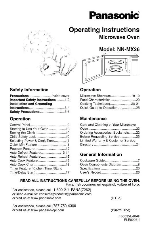 Mode d'emploi PANASONIC NNMS26-MULTI