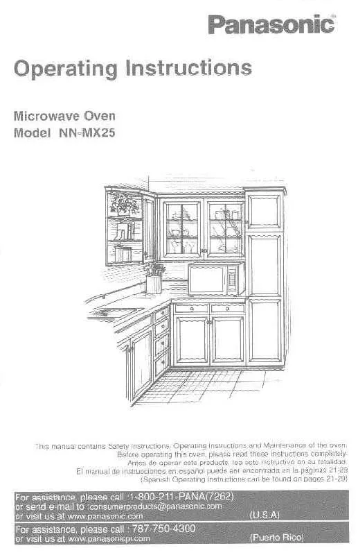 Mode d'emploi PANASONIC NN-MX25BF