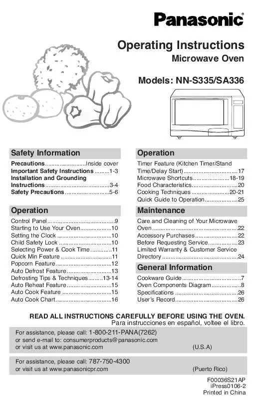 Mode d'emploi PANASONIC NN-S335