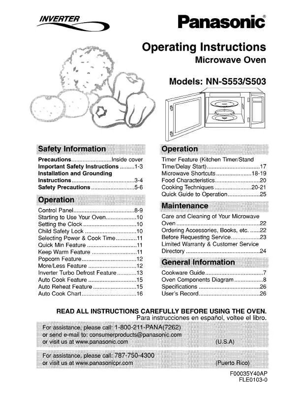 Mode d'emploi PANASONIC NN-S503