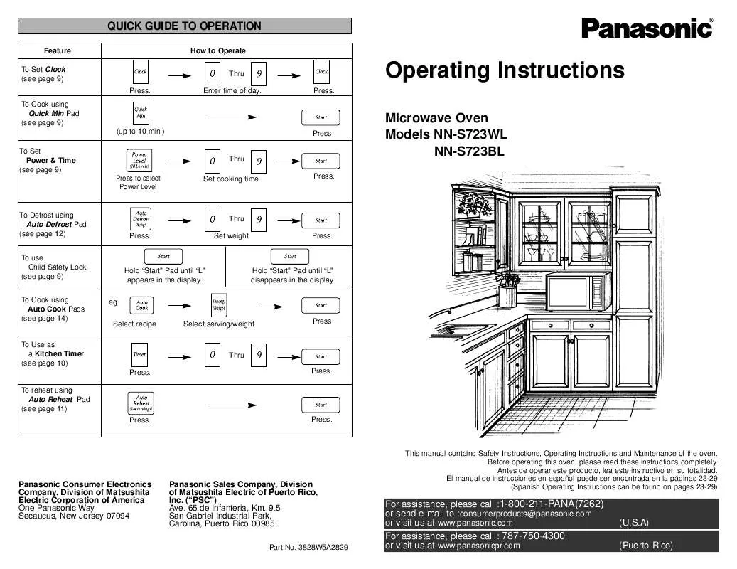 Mode d'emploi PANASONIC NN-S723BL