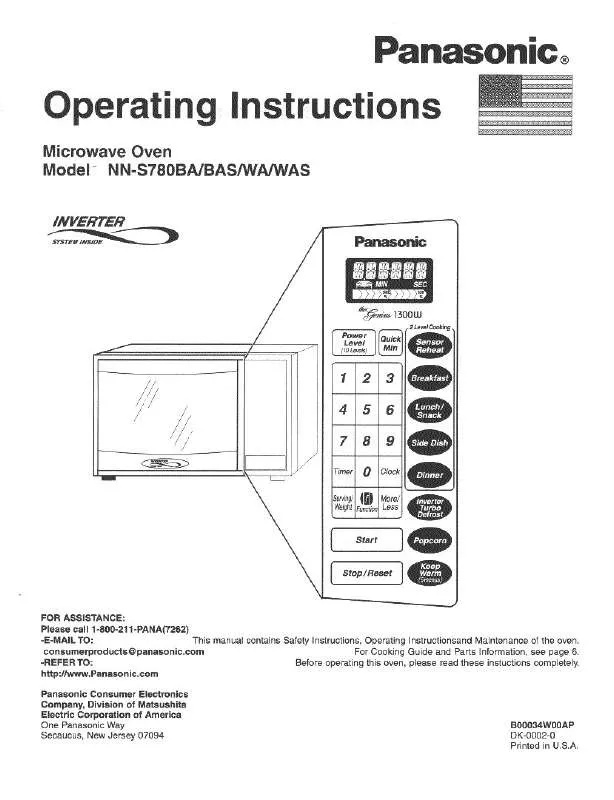 Mode d'emploi PANASONIC NN-S780BA