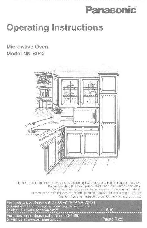 Mode d'emploi PANASONIC NN-S942WF