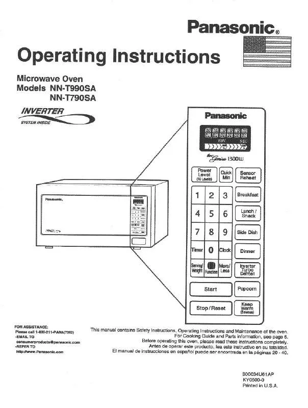 Mode d'emploi PANASONIC NN-T790SA