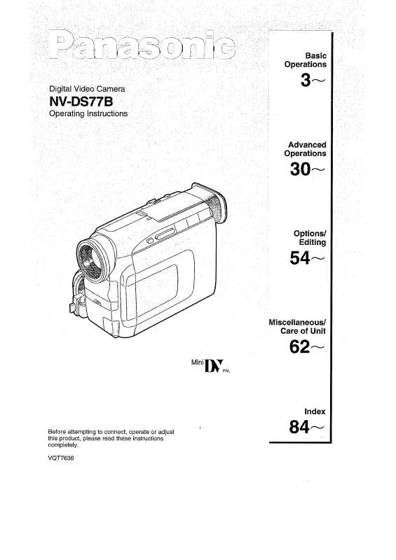 Mode d'emploi PANASONIC NV-DS77