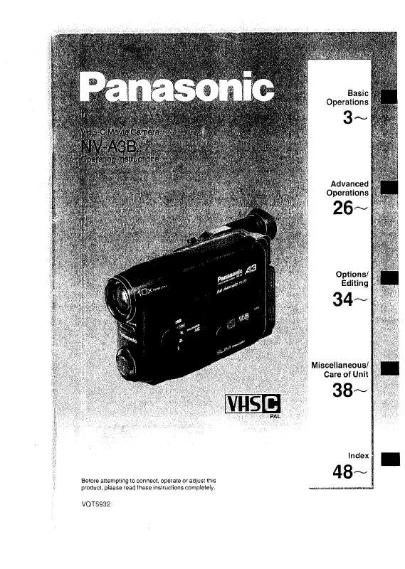 Mode d'emploi PANASONIC NV-A3B