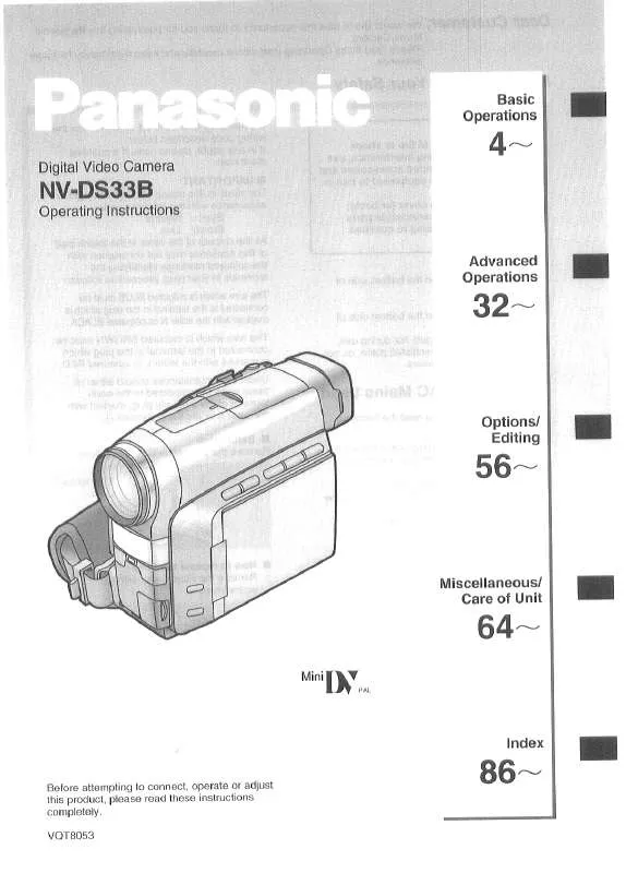 Mode d'emploi PANASONIC NV-DS33B