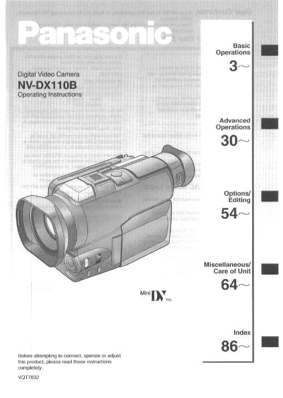 Mode d'emploi PANASONIC NV-DX110B