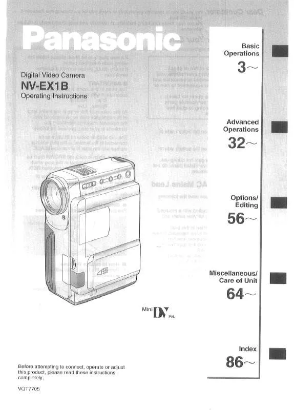 Mode d'emploi PANASONIC NV-EX1B