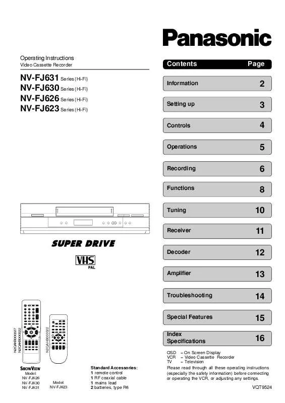 Mode d'emploi PANASONIC NV-FJ631