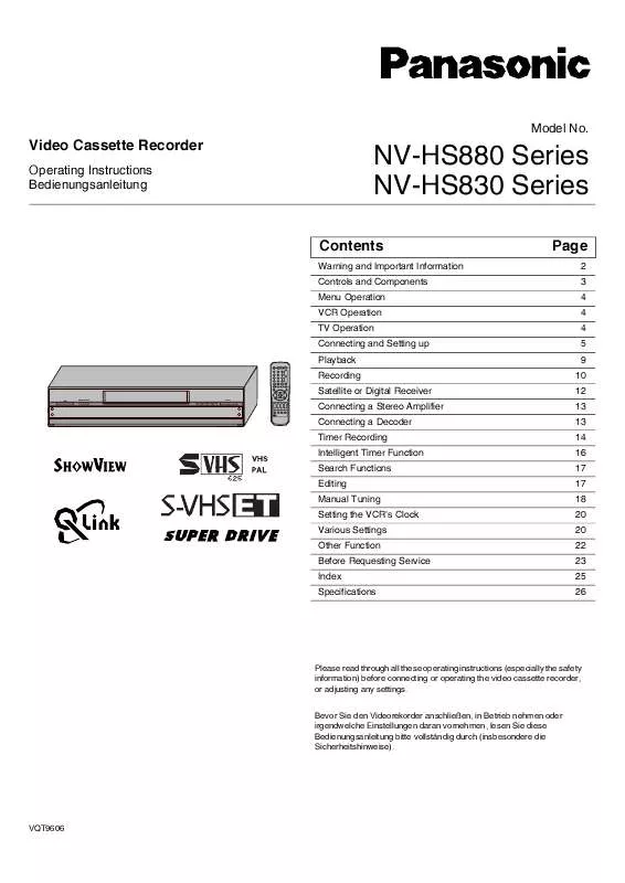 Mode d'emploi PANASONIC NV-HS830EC