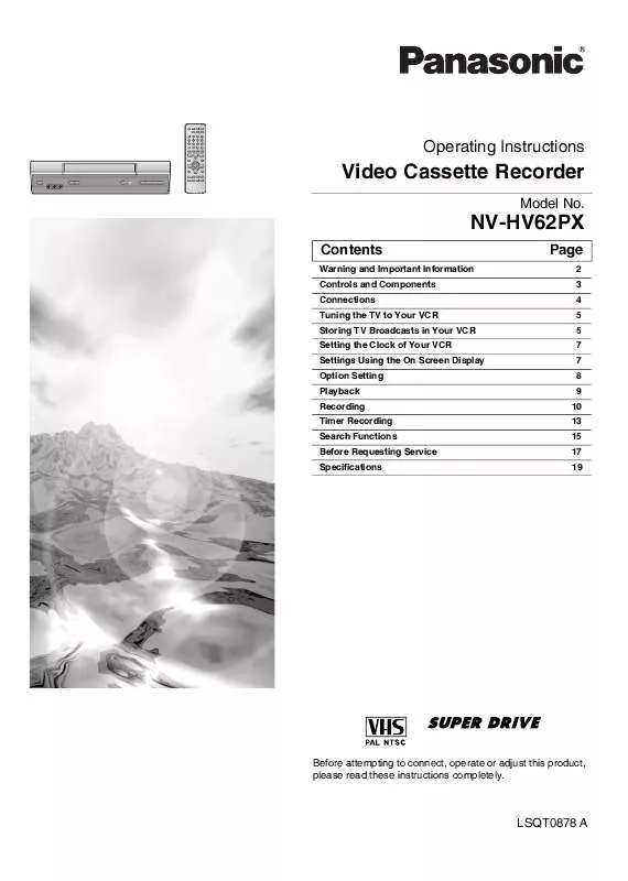 Mode d'emploi PANASONIC NV-HV62PX