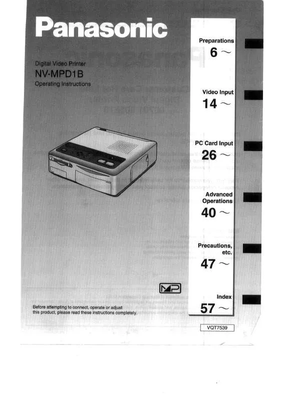 Mode d'emploi PANASONIC NV-MPD1B