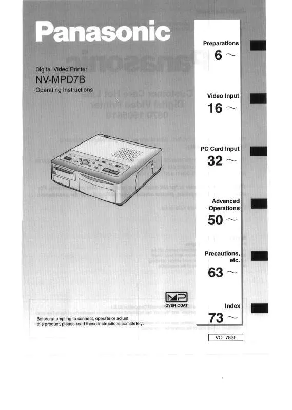 Mode d'emploi PANASONIC NV-MPD7B