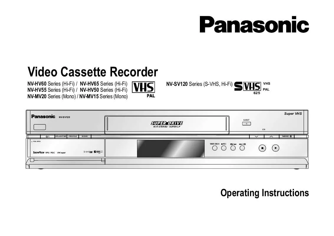 Mode d'emploi PANASONIC NV-MV20