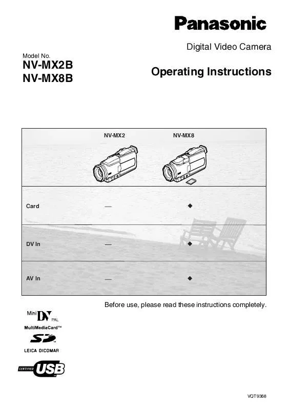 Mode d'emploi PANASONIC NV-MX8B