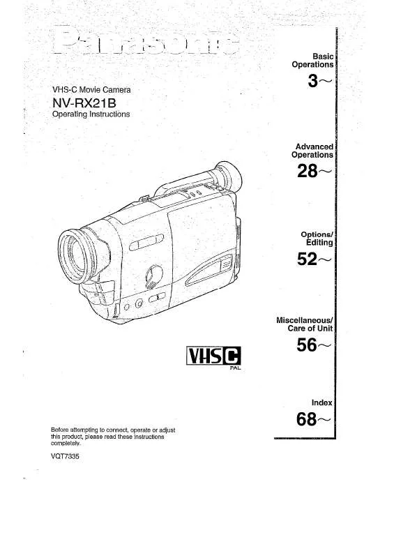 Mode d'emploi PANASONIC NV-RX21B