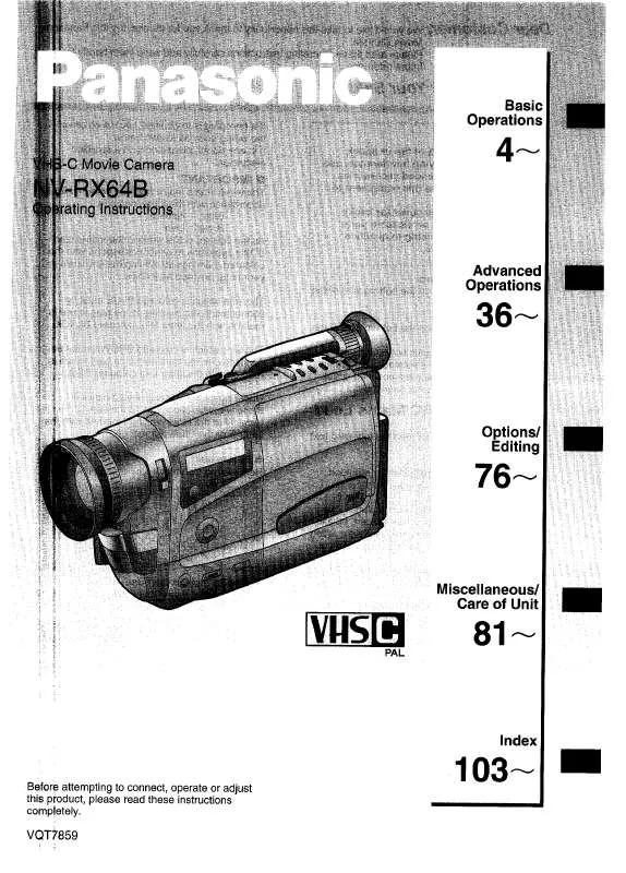 Mode d'emploi PANASONIC NV-RX64B