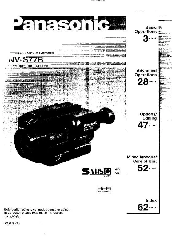 Mode d'emploi PANASONIC NV-S77B