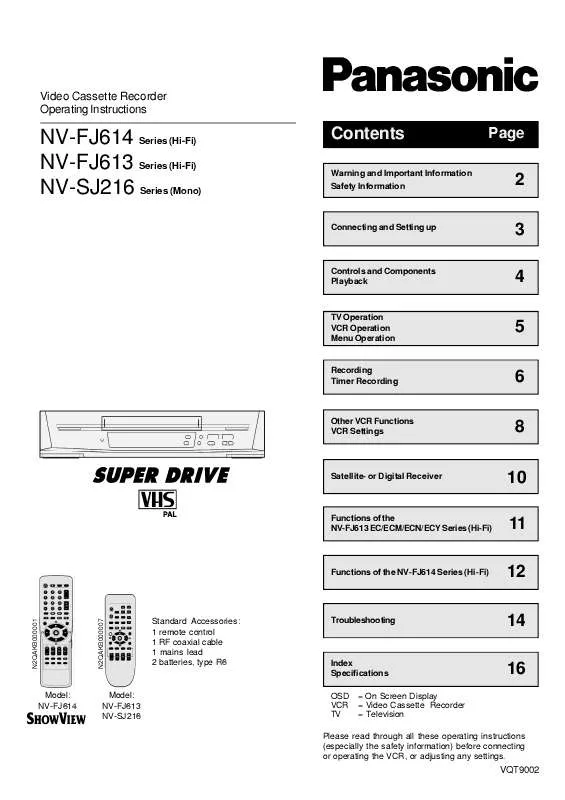 Mode d'emploi PANASONIC NV-SJ216BS