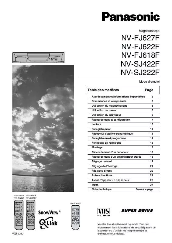 Mode d'emploi PANASONIC NV-SJ222F