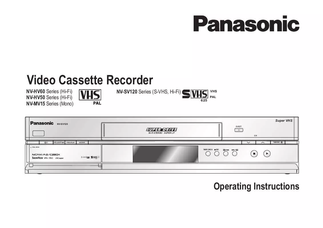 Mode d'emploi PANASONIC NV-SV120