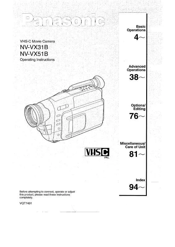 Mode d'emploi PANASONIC NV-VX31B