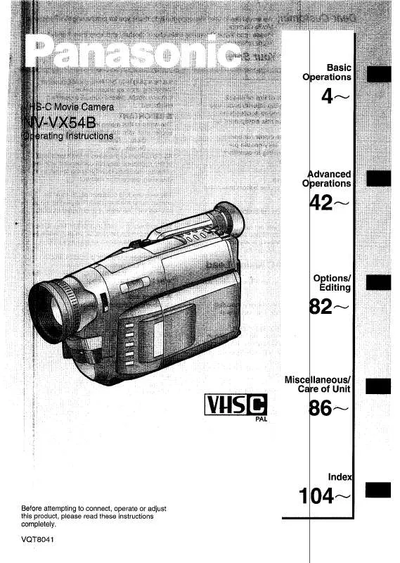 Mode d'emploi PANASONIC NV-VX54B