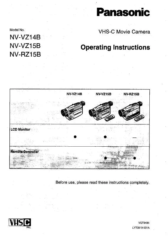 Mode d'emploi PANASONIC NV-VZ15B
