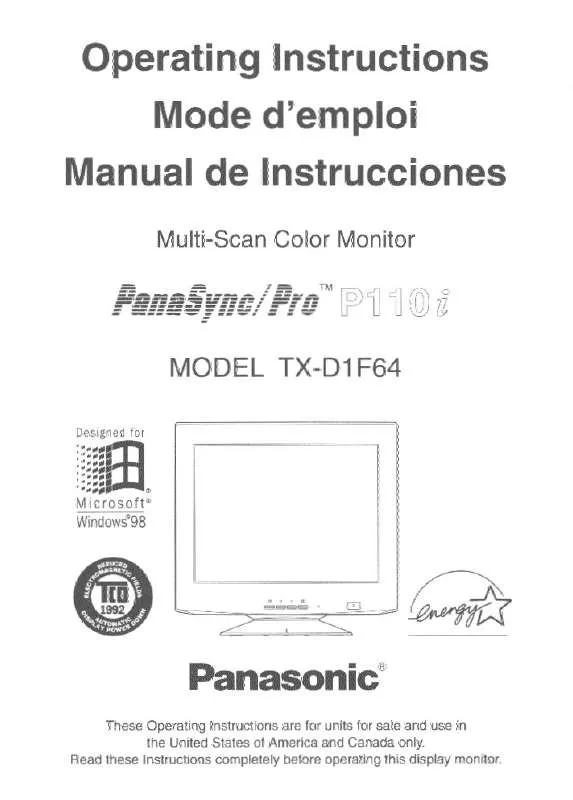 Mode d'emploi PANASONIC P110I