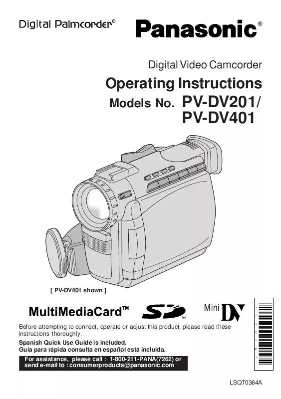 Mode d'emploi PANASONIC PALMCORDER PV-DV201