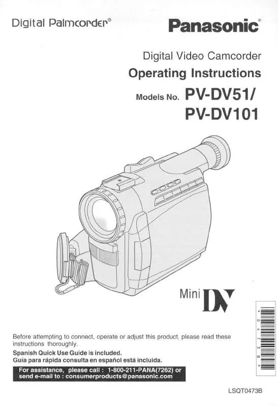 Mode d'emploi PANASONIC PALMCORDER PV-DV51