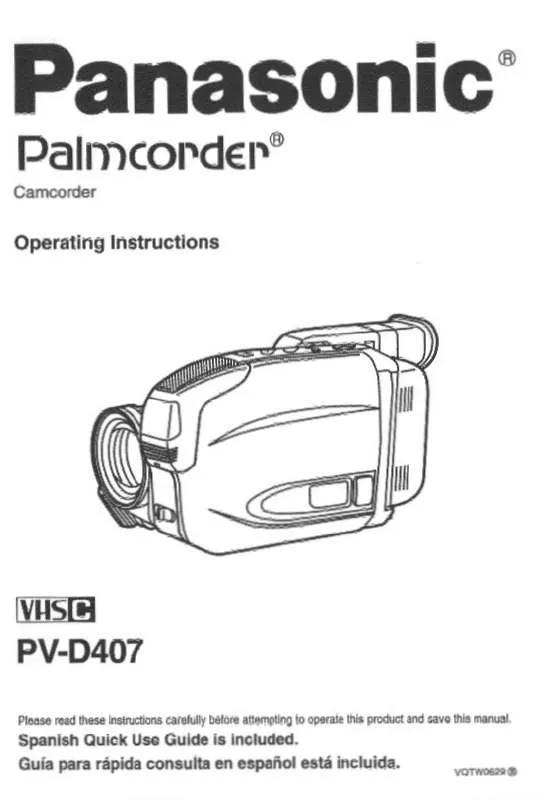 Mode d'emploi PANASONIC PALMCORDER PV-D407D