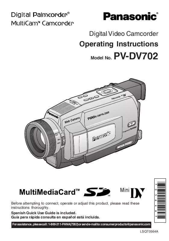 Mode d'emploi PANASONIC PALMCORDER PV-DV702