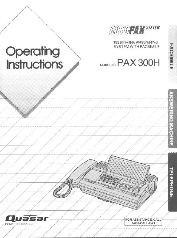 Mode d'emploi PANASONIC PAX300H