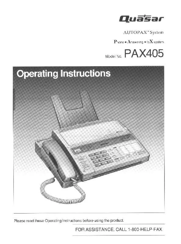 Mode d'emploi PANASONIC PAX405