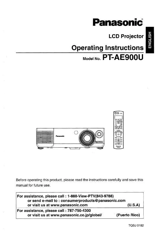 Mode d'emploi PANASONIC PT-AE900