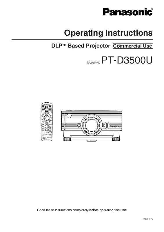 Mode d'emploi PANASONIC PT-D3500