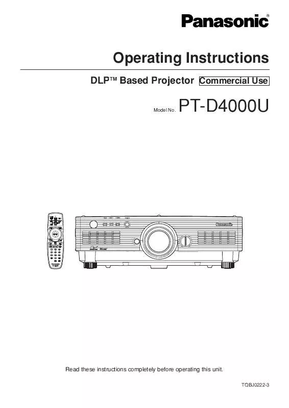 Mode d'emploi PANASONIC PT-D4000U