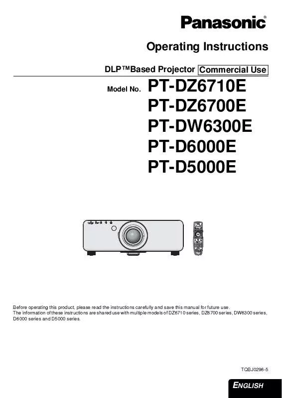 Mode d'emploi PANASONIC PT-D5000E