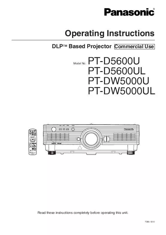 Mode d'emploi PANASONIC PT-D5600