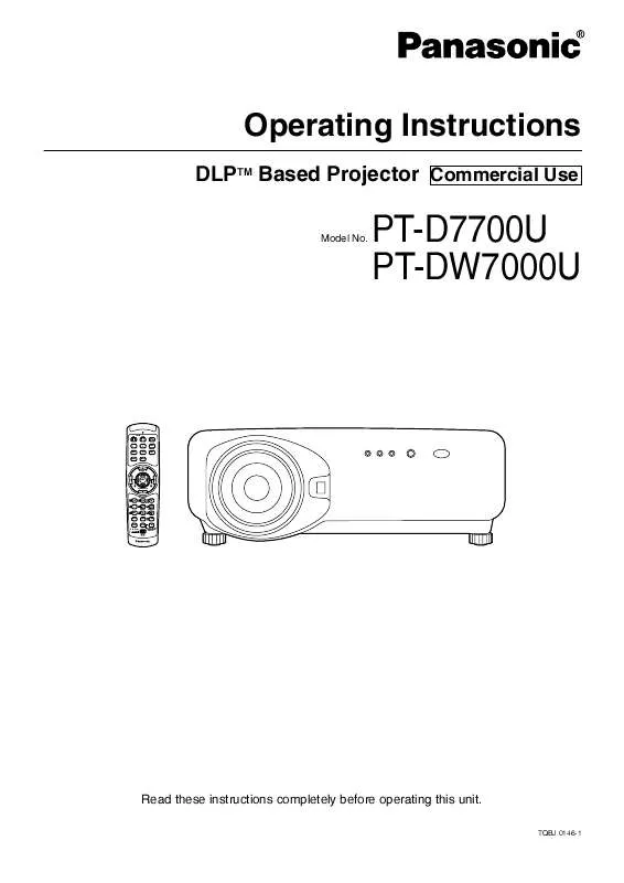 Mode d'emploi PANASONIC PT-D7700