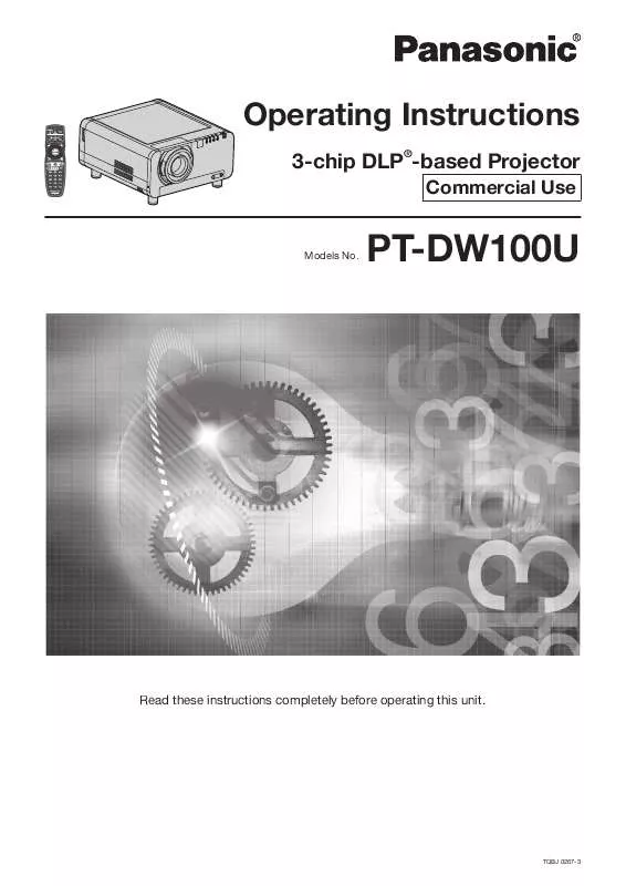 Mode d'emploi PANASONIC PT-DW100U