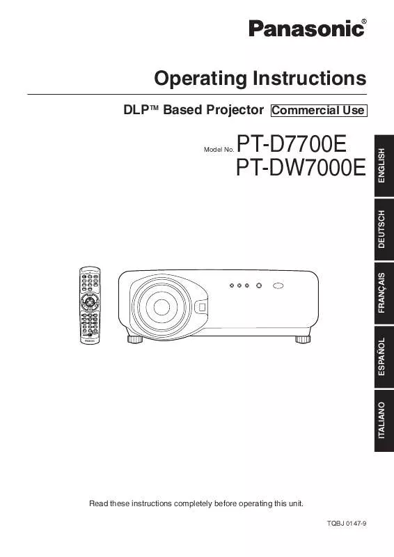 Mode d'emploi PANASONIC PT-_DW7700E